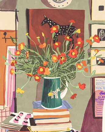 Plakat "Kwiaty w bibliotece"  40x50, Gigi Rosado
