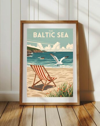 PLAKAT retro Morze BAŁTYCKIE ilustracja plaża morski, black dot studio