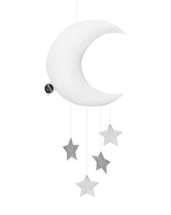 BIAŁY mobil księżyc Velvet, Nukko Design