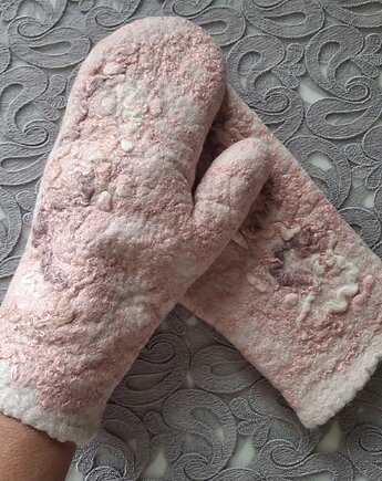 Rękawiczki filcowe Róża, Sparklyyarn