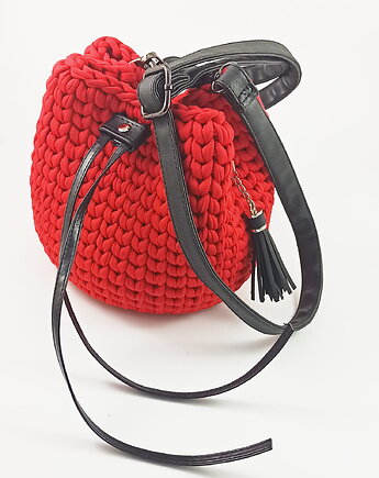 Torebka Craftbags worek - czerwona z czarnym paskiem, Craftbags