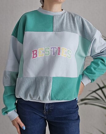 Bluza patchwork - Mint Besties - Statement - oversize, Motka Bag