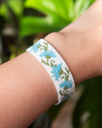 Bransoletka SUMMER MEADOW  - kwiaty - koraliki Miyuki, Greenmoon Handmade