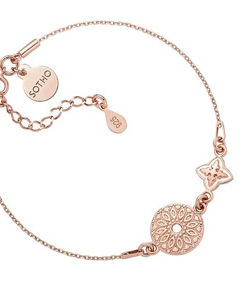 Bransoletka z różowego złota z rozetką i medalionem, SOTHO