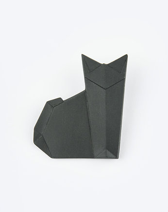 Broszka Porcelanowa Origami Kot Czarna, StehlikDesign