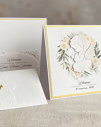 Pamiątka Chrztu Świętego dla dziewczynki kartka w pudełku, 53a, Anna Art and Crafts
