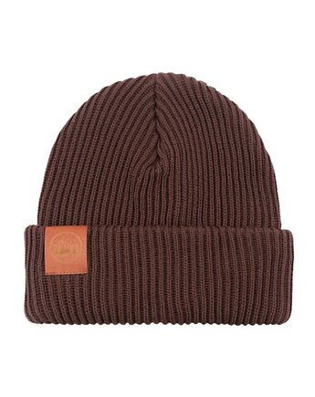 Czapka zimowa z bawełny organicznej brązowa, KABAK