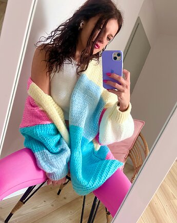 Kolorowy Sweter Damski Pastelowy, ŁAP NAS