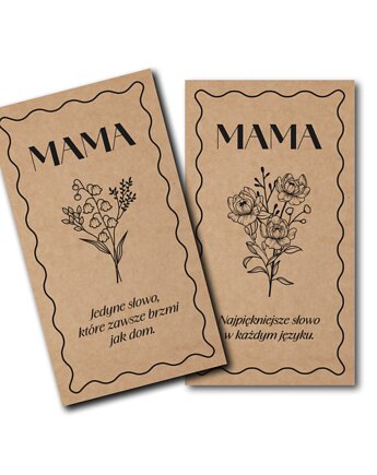 Bileciki do prezentów na Dzień Mamy Matki Papier brązowy Kraft 9x5cm 20 szt, 71 Prints