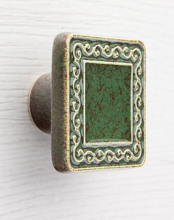 Ceramiczna gałka do mebli zielono-brązowa, wz.17, pracowniazona