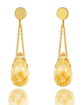 Earrings Cytryn Krople złoto 585, Brazi Druse Jewelry