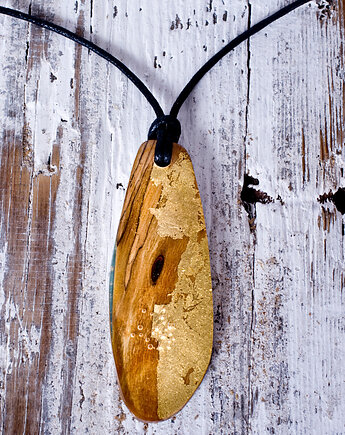 Artystyczny naszyjnik z drewnem w żywicy., So Jewelry