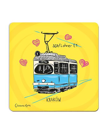 Podkładka pod kubek Kraków Tramwaj Lohner E1, Gliniana Kura