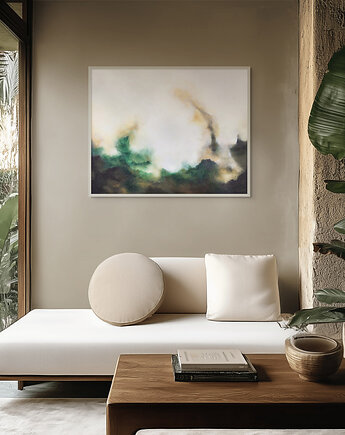 Obraz ręcznie malowany abstrakcyjny w odcieniach zieleni, Lenart View