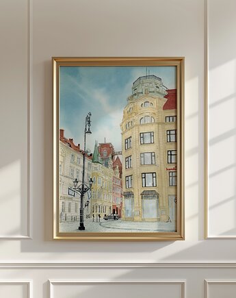 Plakat Wrocław, Mostek Pokutnic, akwarela, Anna Bednarczyk Ilustracje