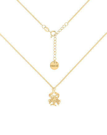 Pozłacany choker pancerka ze znakiem zodiaku Rak, MANJE