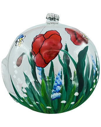 Bombka choinkowa szklana ręcznie malowana: Lampion: maki, Syn Bombkarza