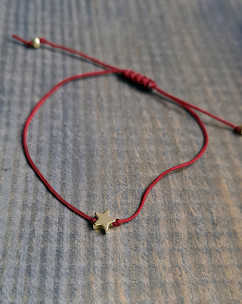 Złocona bransoletka STAR gwiazdka na sznurku bordo, COCONUT
