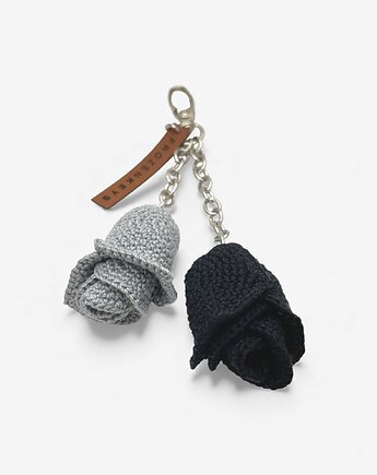 Brelok Dwie Róże - Szarość i Czerń, Frozen Keys