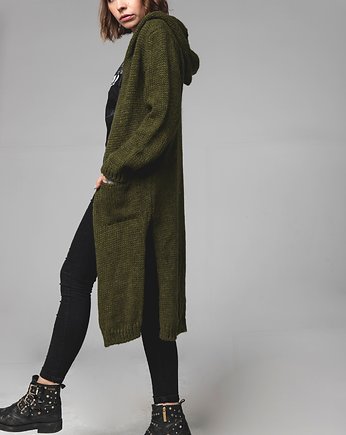 Sweter UNDERWORLD z rozcięciami zielony, UNDERWORLD