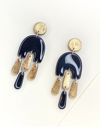 Wiszące kolczyki meduza czarne, Clayee