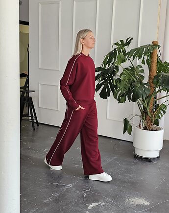 Kai komfortowy komplet z lamówką bordowy, Ablush