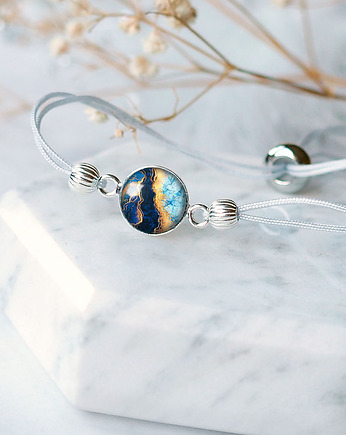 MINIMALISTYCZNA BRANSOLETKA  ze srebrną przekładką ''Baltic marble'', silvella