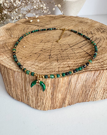 Naszyjnik malachit awenturyn turmalin kamienie naturalne choker, Inspirowanenatura 