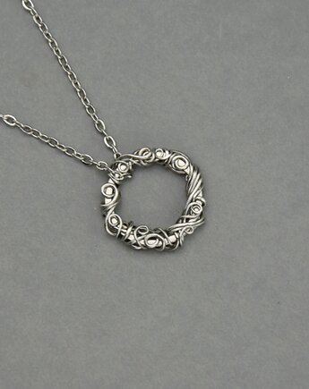 Wisiorek koło kółko wire wrapping naszyjnik
