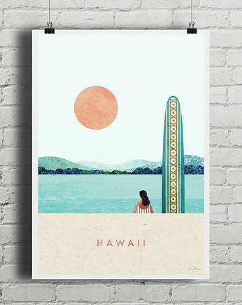 Hawaje - surfing - plakat fine art, minimalmill