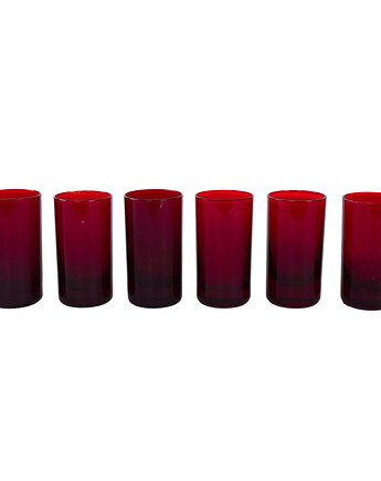 Komplet rubinowych szklanek, włoski design, lata 70, produkcja: Włochy, Przetwory design