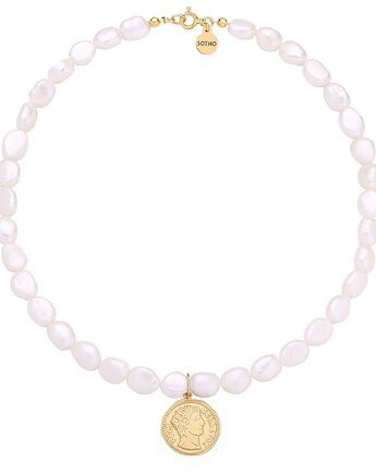 Naszyjnik z pereł naturalnych ze złotą monetą, SOTHO