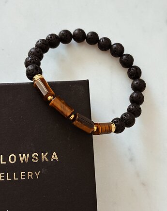 Bransoletka Męska Lawa  i Tygrysie oko, Chmolowska Jewellery
