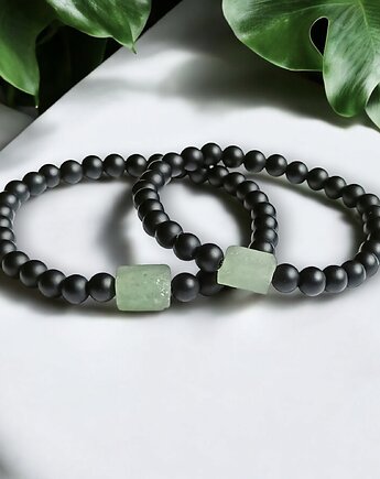 Komplet dla pary : AWENTURYN & ONYKS : na gumce, kaktusia