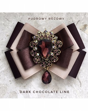 Brosza  Dark Chocolate z Kryształem  NEW, Pudrowy Różowy