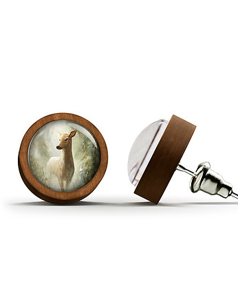 Kolczyki drewniane - Sarna - sztyfty, yenoo