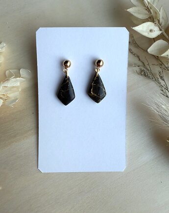 Kolczyki Romby małe - czarno-złote, freska