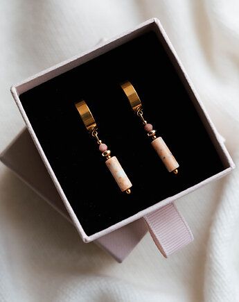 Kolorowe kolczyki z kamieni naturalnych, jaspis i rodonit, Bibu bijoux