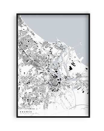 Mapa Gdańska,  Plakat Gdańsk,  Mapy miast, PLAKATY GEOMETRYCZNE