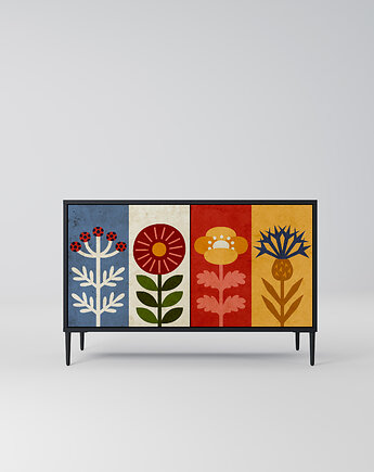 SCANDIC FLOWERET Komoda 2-drzwiowa korpus Czarny Noga szpilka czarna, SPACEREBELS