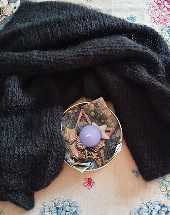 Szal Czarny Moher, ZeStrychu Handmade