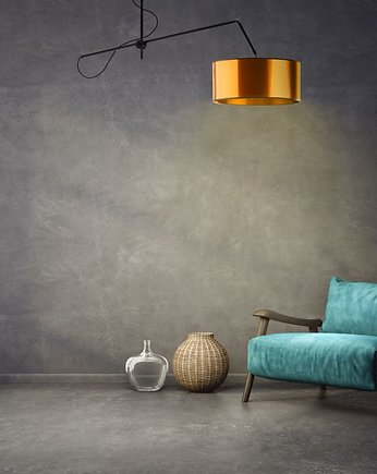 Złota lampa sufitowa na wysięgniku do salonu RIO MIRROR, LYSNE