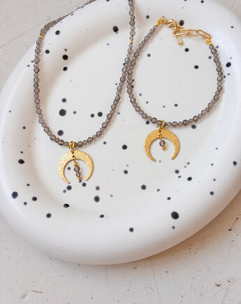 Naszyjnik Kwarc Dymny księżyc/ luna, Chmolowska Jewellery