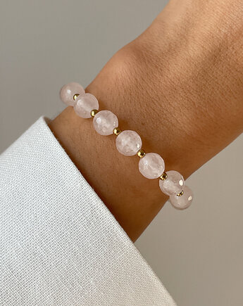 Bransoletka na gumce - Kwarc Różowy z Hematytem, Bring Biżuteria