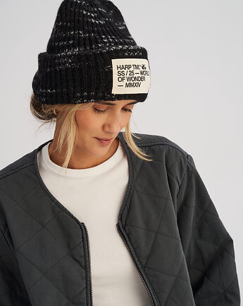 Mięsista czapka zimowa czarna, HARP TEAM