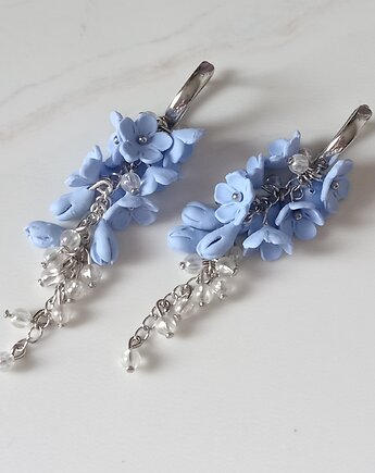 Kolczyki kwiaty. Niezapominajki. Ręcznie robione z glinki polimerowej, MariaPolymer
