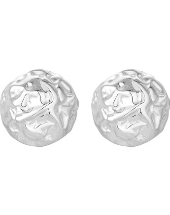 Srebrne kolczyki duże gniecione koła, SOTHO