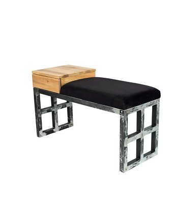 Ławka Pufa Tapicerowana  Stal LGMS-21, EMRA WOOD DESIGN