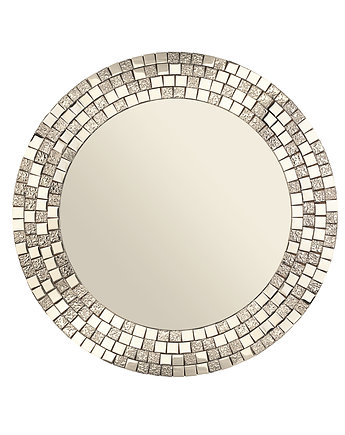 Okrągłe srebrne lustro, srebrne lustro glamour, na ścianę, lustro mozaika, BALMAKO