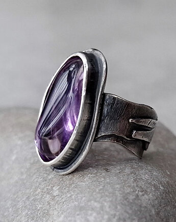 Frost srebrny pierścionek z ametrynem